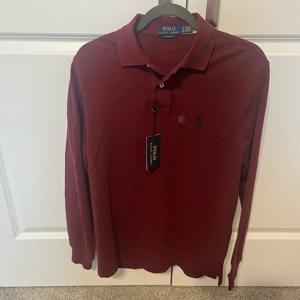 Ralph Lauren Men's Classic Fit Long-Sleeve Polo in Burgundy Sz S NWT